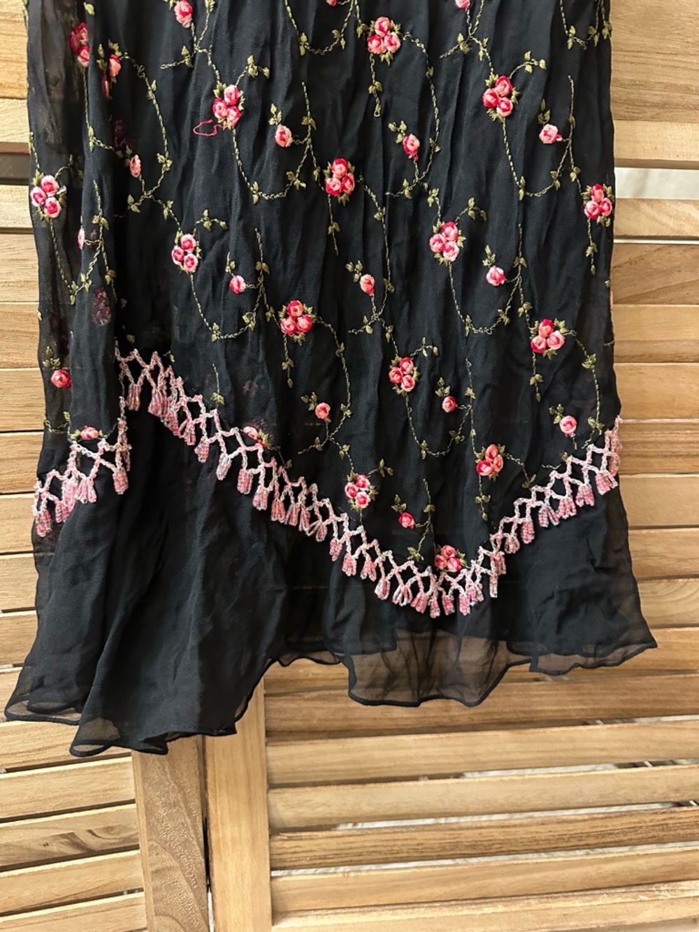 Betsey Johnson Real Vintage Slip Floral Beaded Babydoll Dress size S - Picture 5 of 8